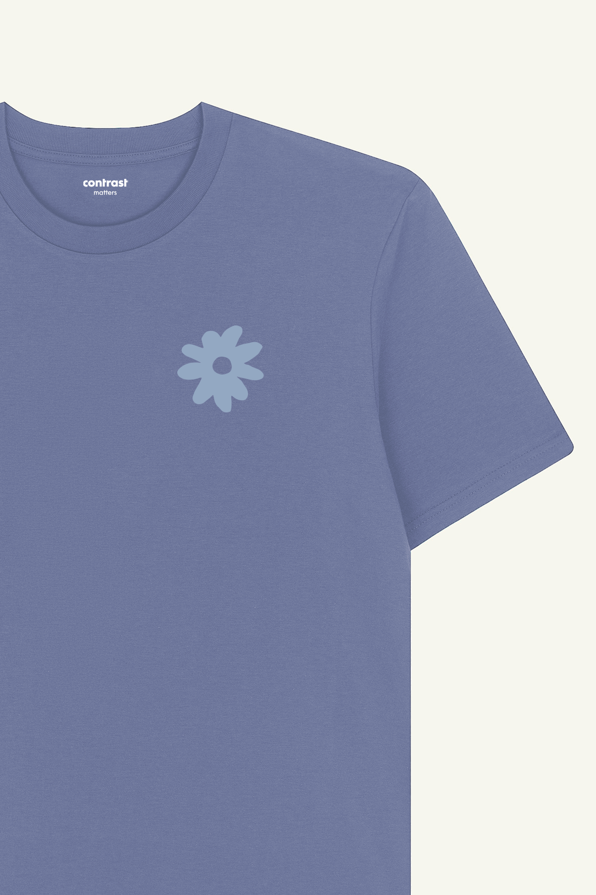 Contrast Flower Power graphic t-shirt in Blue Grey, organic cotton (6 of 11)
