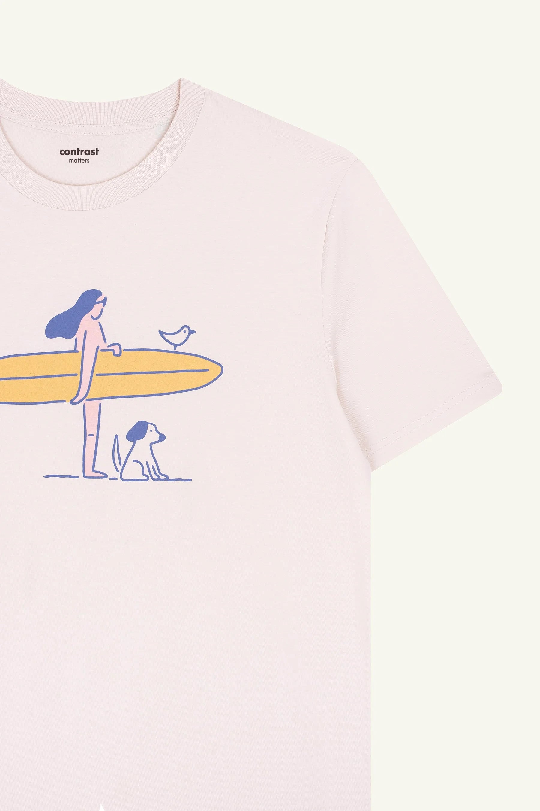 Vintage White organic cotton t-shirts by Contrast, Surf & Friends graphic t-shirt for coastal lifestyle.