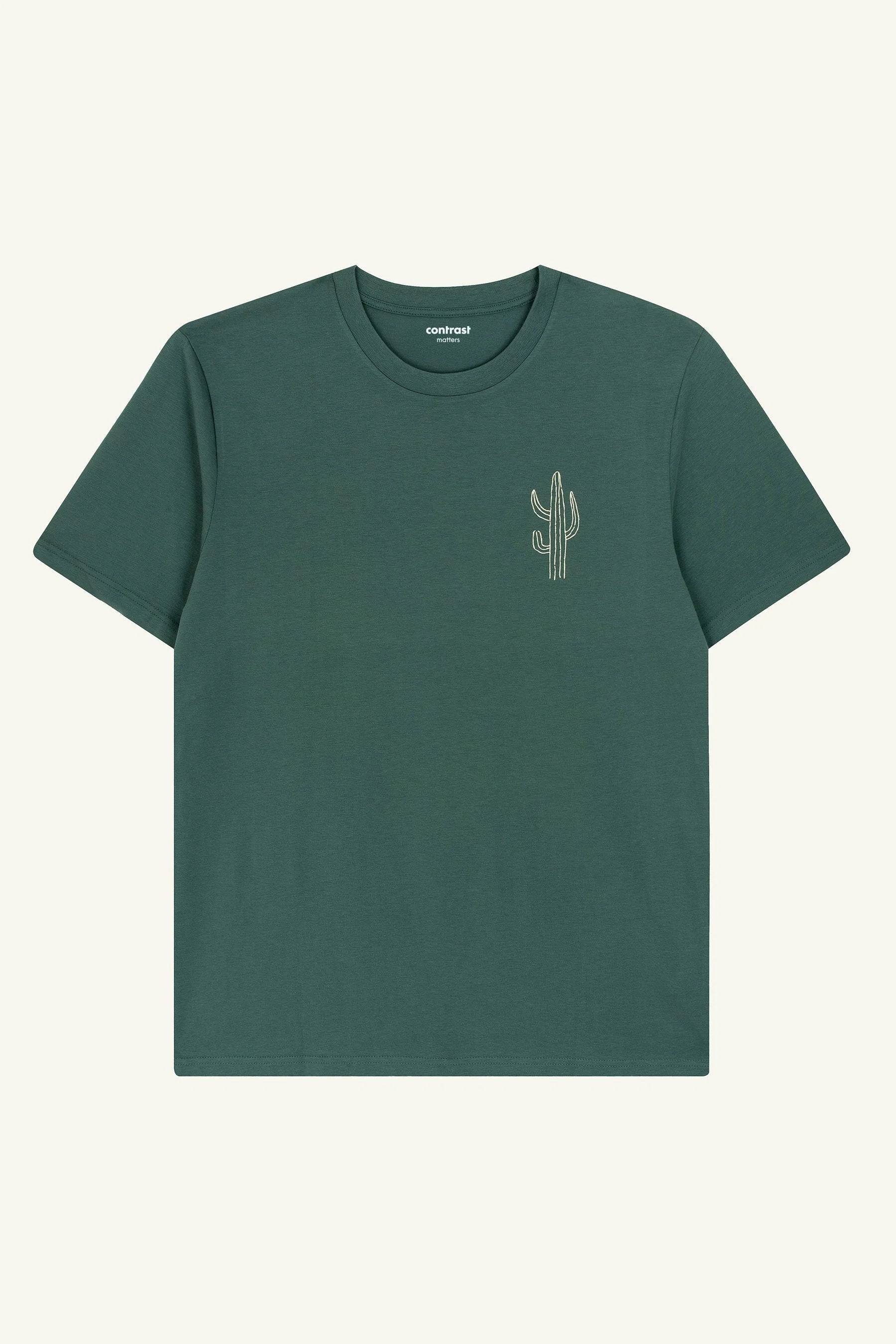 Contrast Cactus graphic t-shirt in Green Bay, organic cotton designer graphic tee with playful plant artwork.