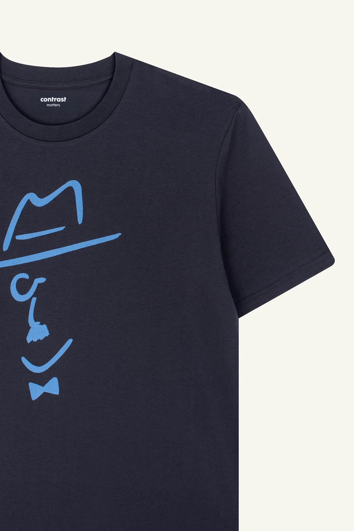 Indian Grey organic cotton t-shirts by Contrast, Pessoa Sketch graphic t-shirt for cultural and artistic style.