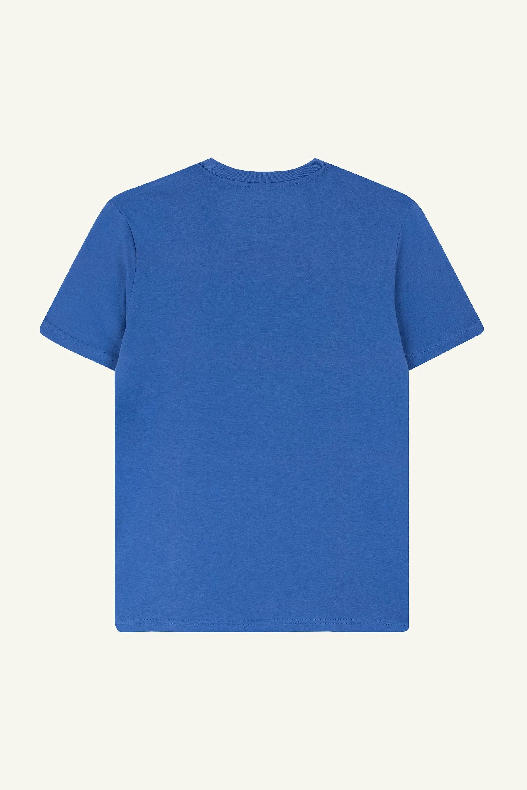 Contrast t-shirt graphic design, LX Badge bright blue organic t-shirts for everyday streetwear
