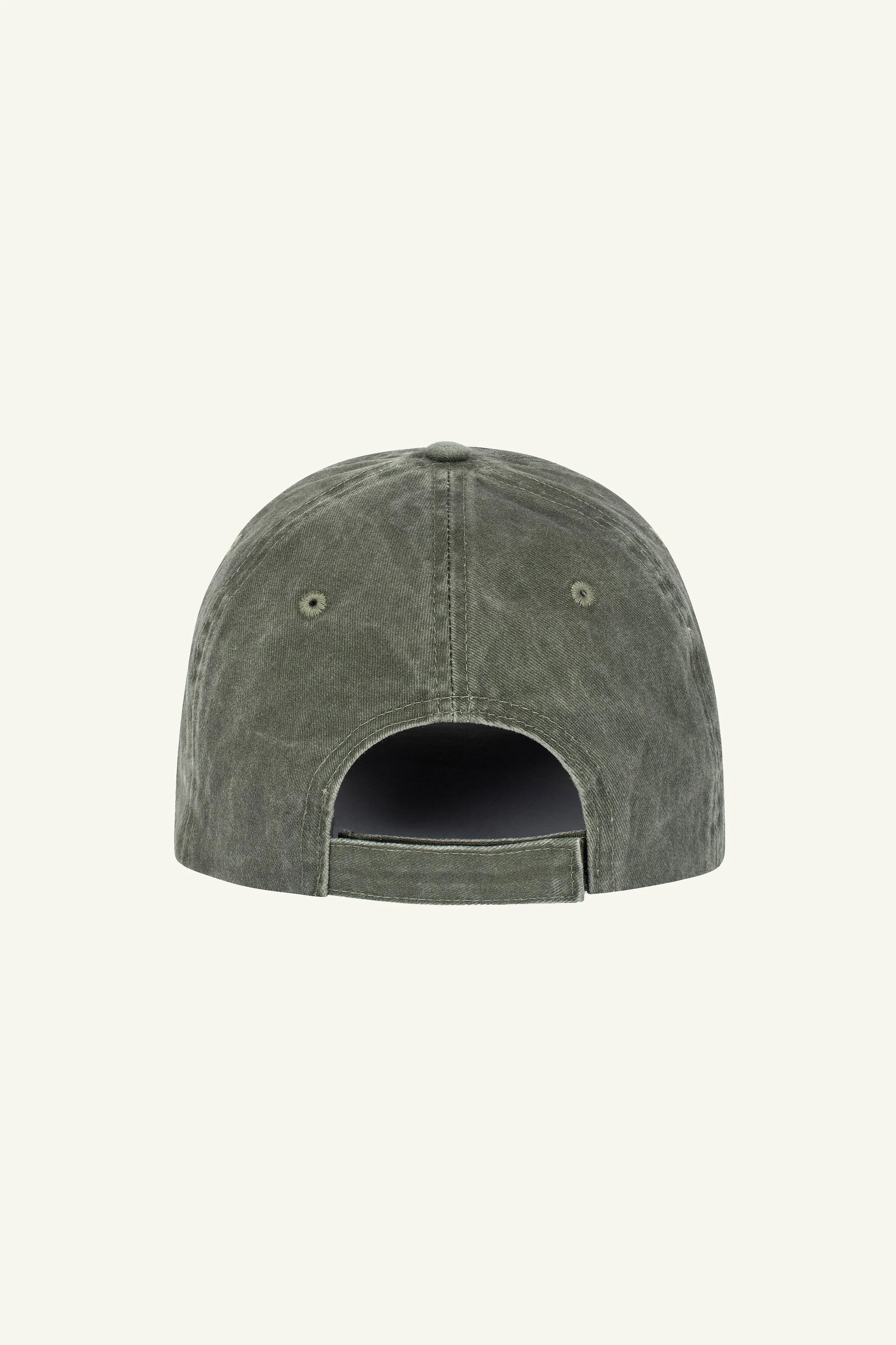 Contrast Washed Khaki hat, embroidered cactus design in organic cotton
