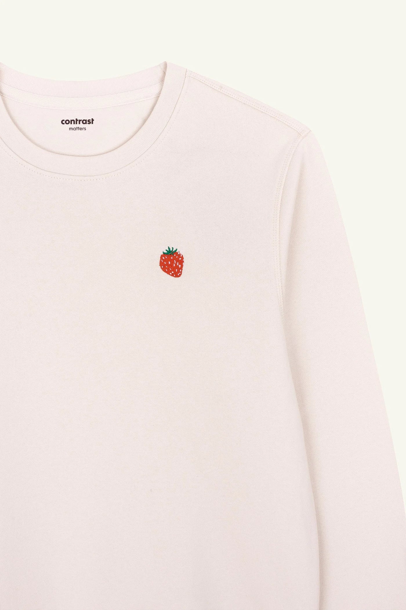 Organic cotton Strawberry sweatshirt by Contrast, Vintage White edition fresh and minimal
