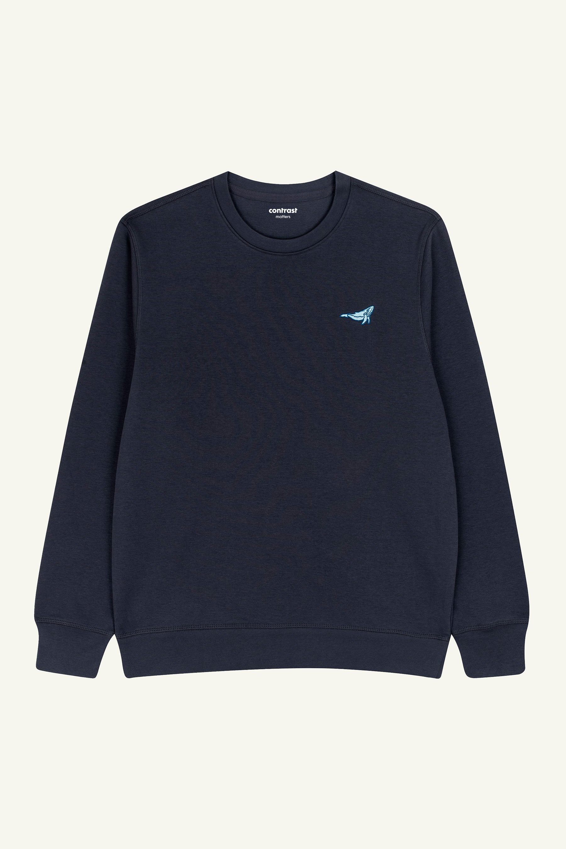 Contrast Jumping Whale sweatshirt in Indian Grey, unisex organic cotton sweatshirt designed in Portugal