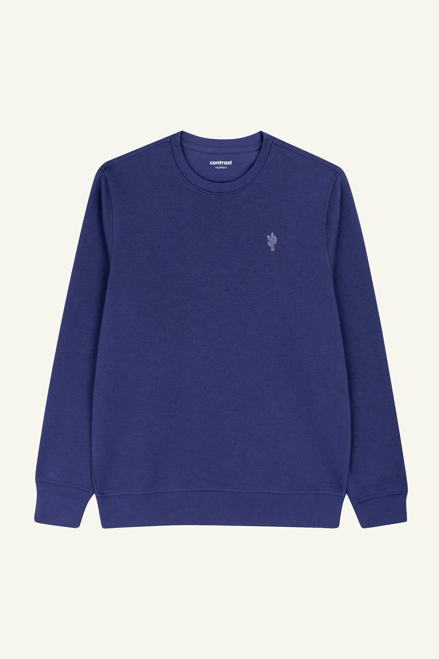 Contrast Cactus sweatshirt in Purple Dusk, unisex organic cotton sweatshirt with graphic embroidery