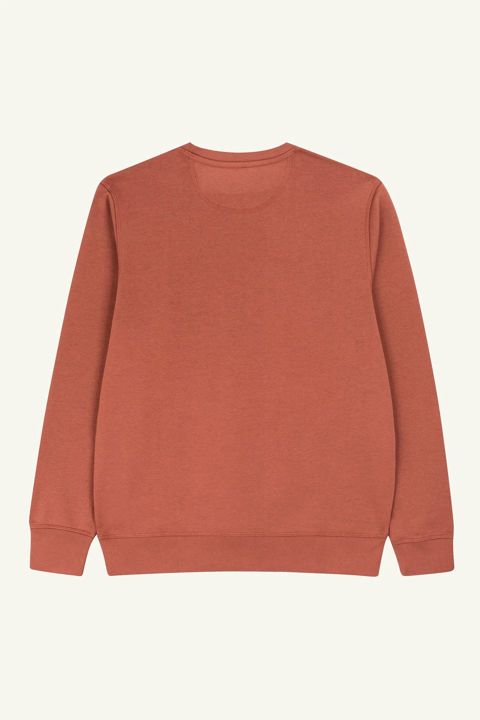 Sustainable fashion sweatshirt in organic cotton, Contrast Small Rose embroidered Heritage Brown design