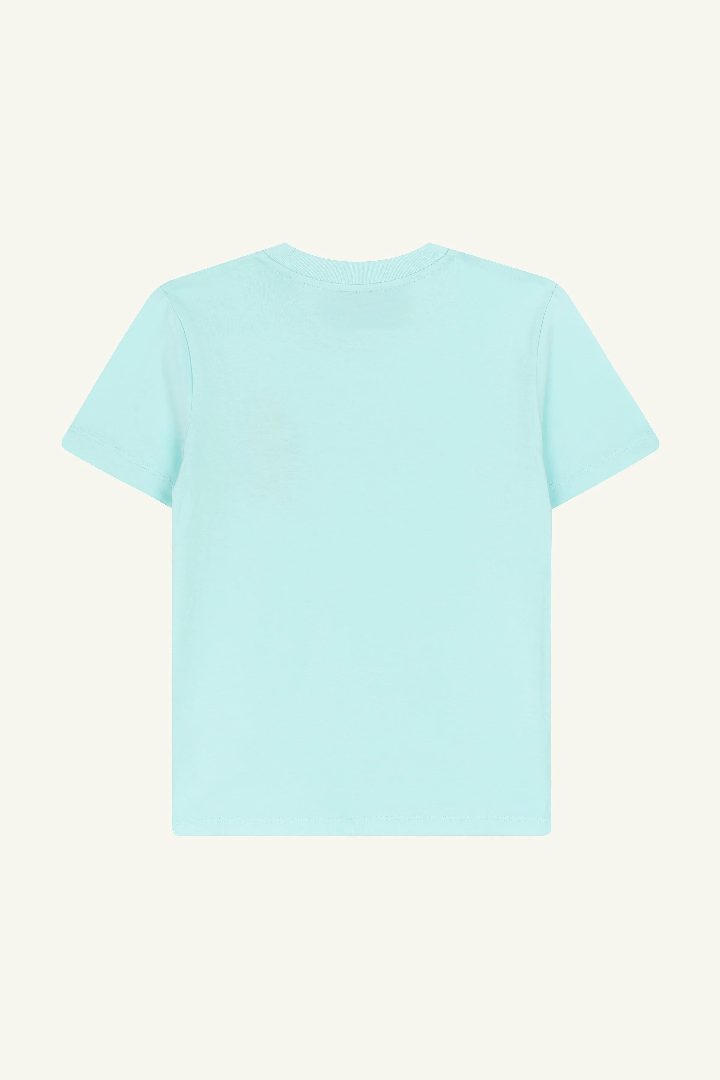 Contrast Monster kids t-shirt, breathable organic cotton tee in Caribbean Blue