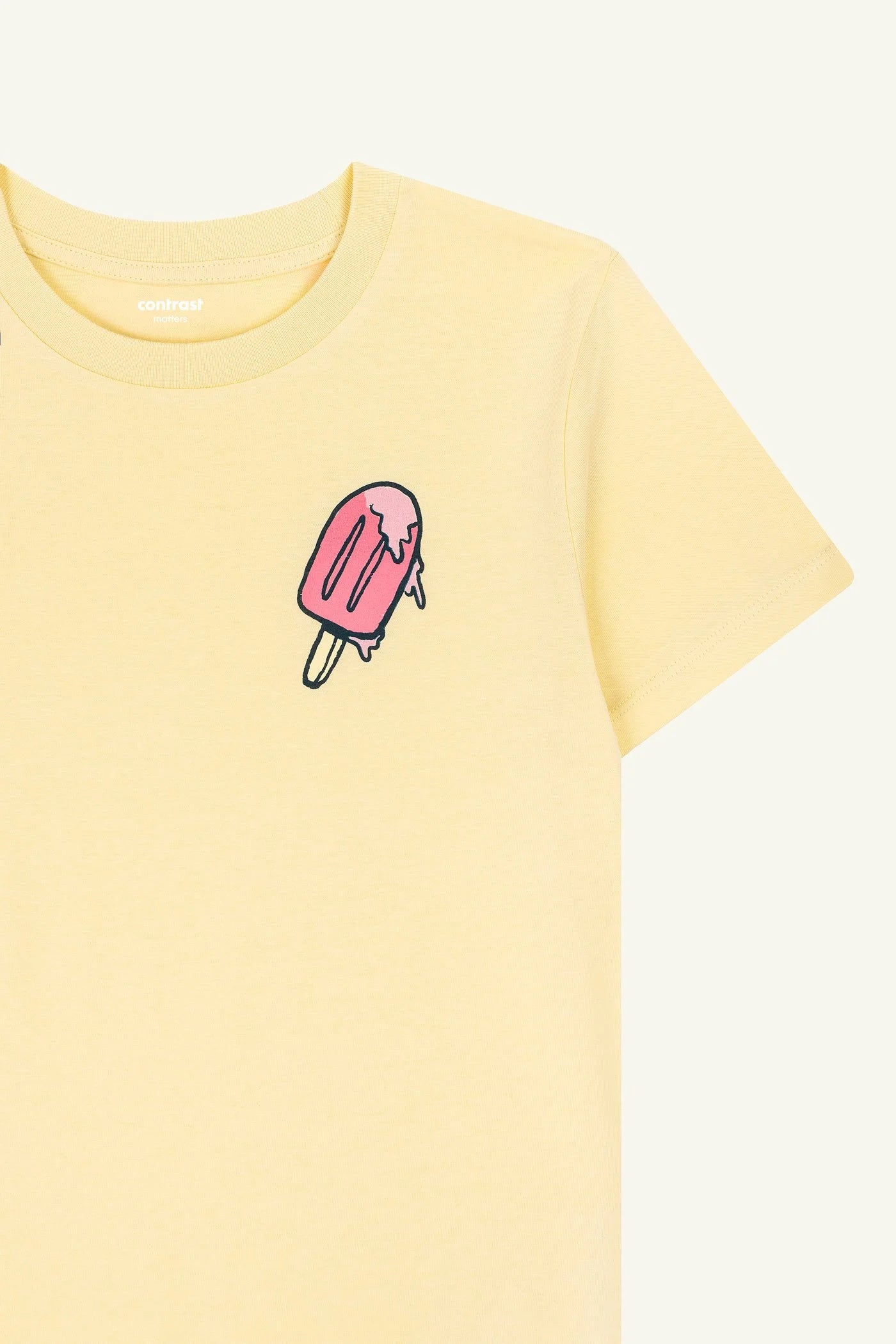 Sustainable kids t-shirt in organic cotton, Contrast Melting Icecream Butter Yellow edition