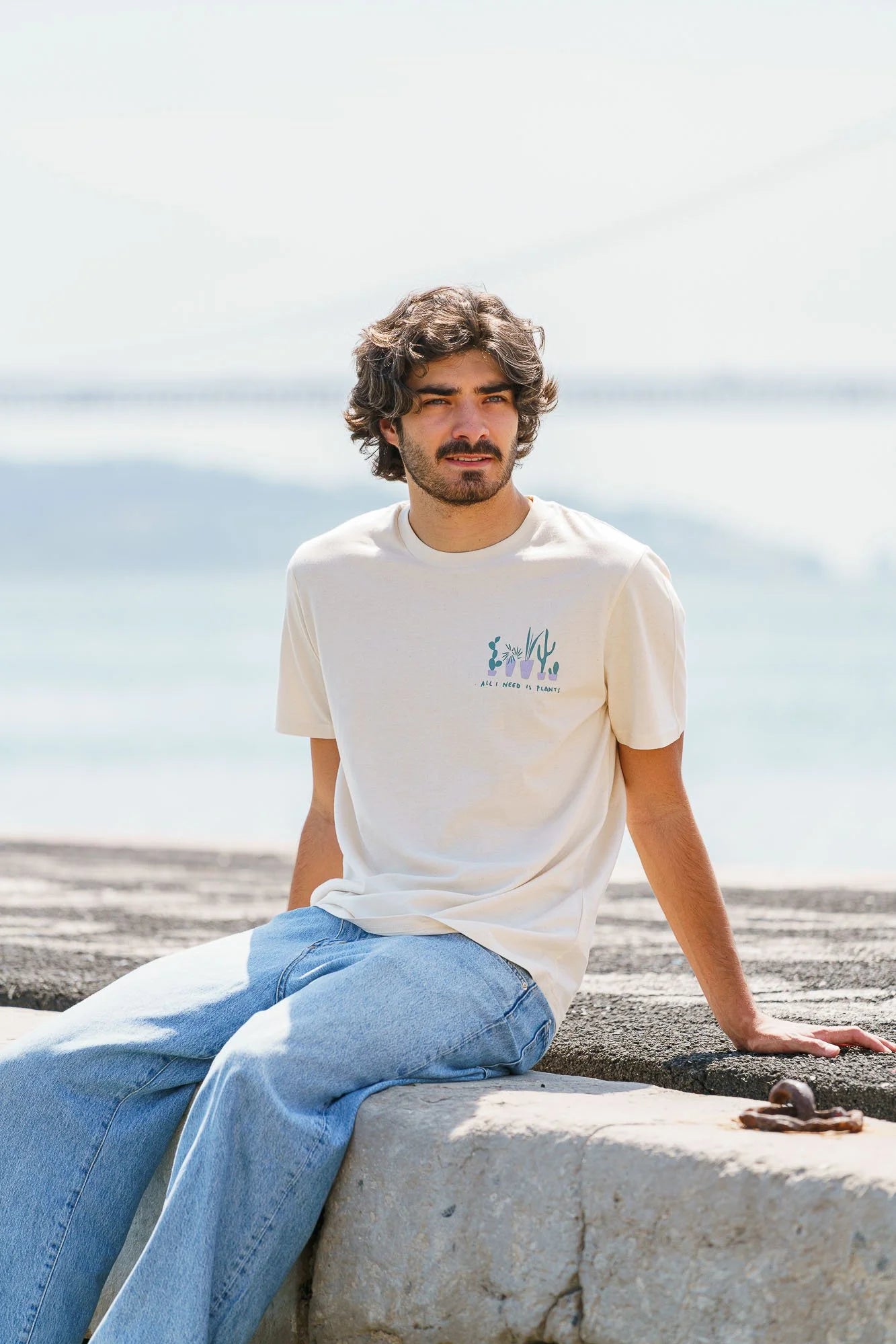 Organic t-shirt by Contrast, All I Need Is Plants t-shirt graphic design with green lifestyle theme.