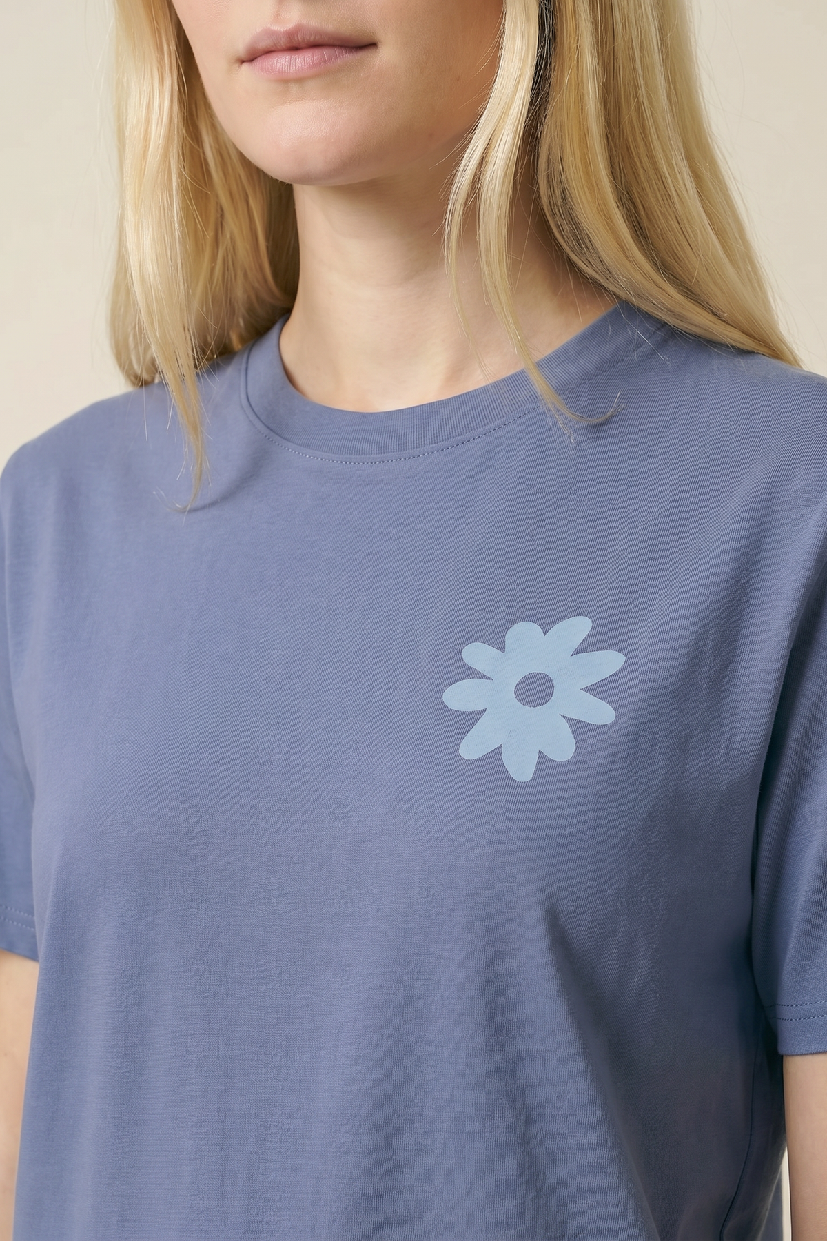 Contrast Flower Power graphic t-shirt in Blue Grey, organic cotton (9 of 11)
