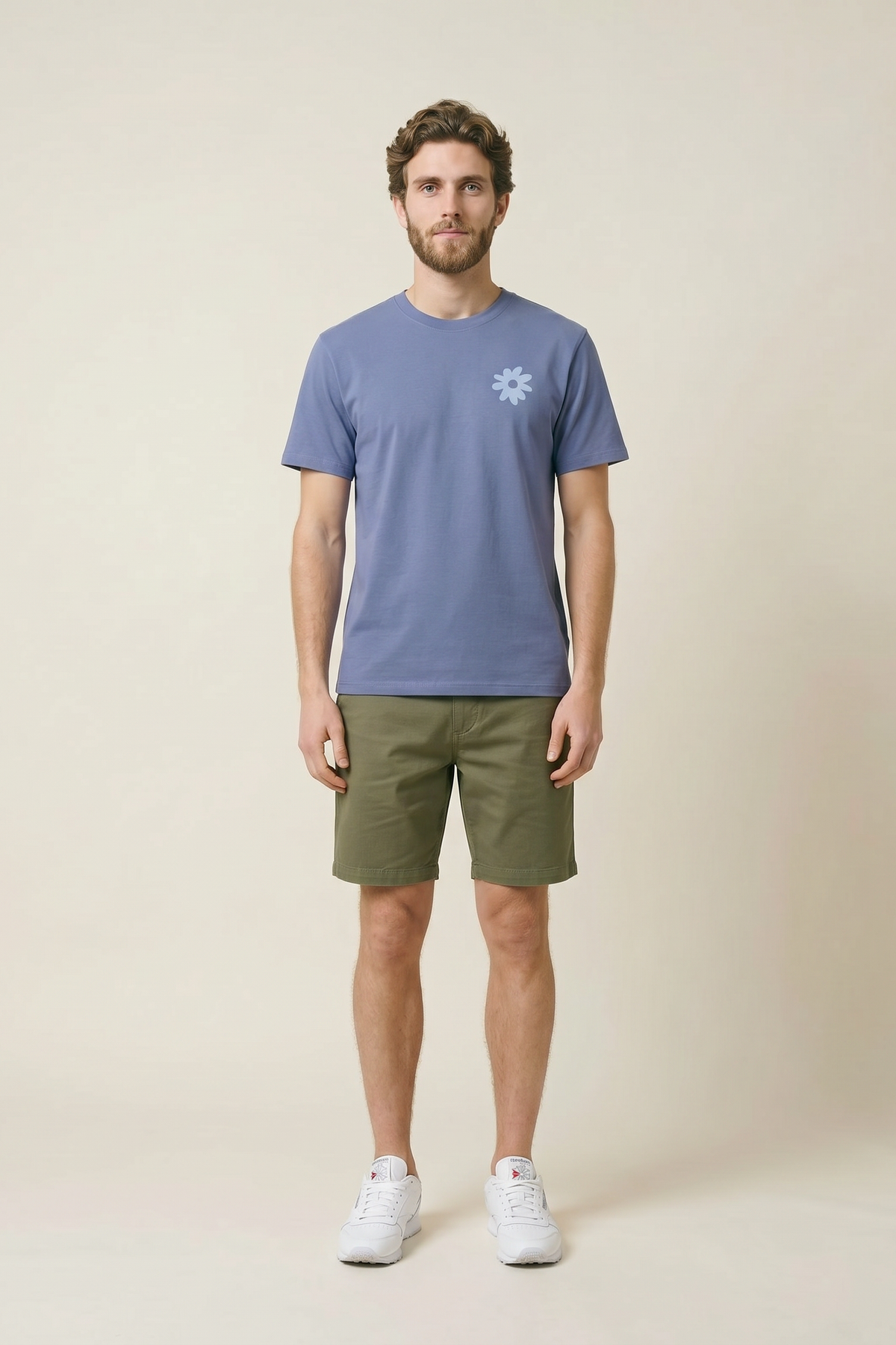 Contrast Flower Power graphic t-shirt in Blue Grey, organic cotton (7 of 11)