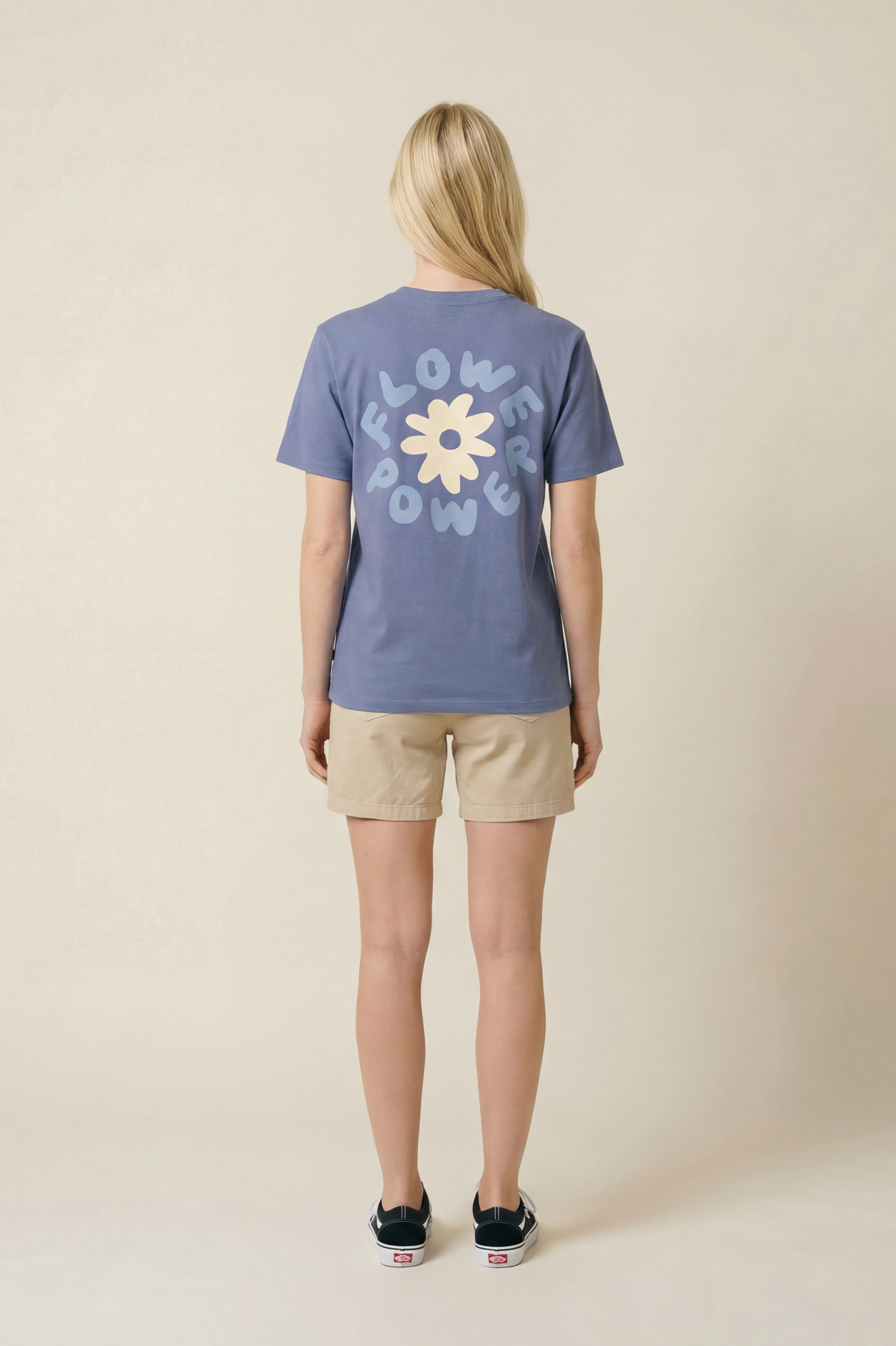 Contrast Flower Power graphic t-shirt in Blue Grey, organic cotton (8 of 11)
