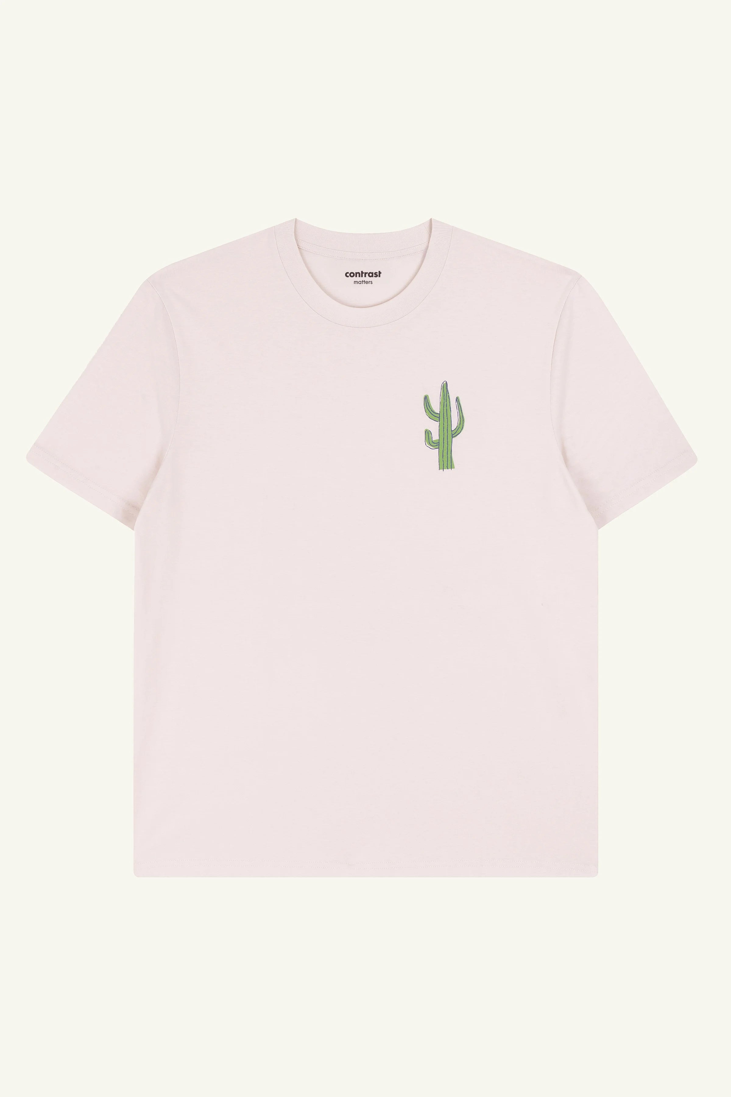 Contrast Cactus graphic t-shirt in Vintage White, organic cotton designer graphic tee with cactus artwork.