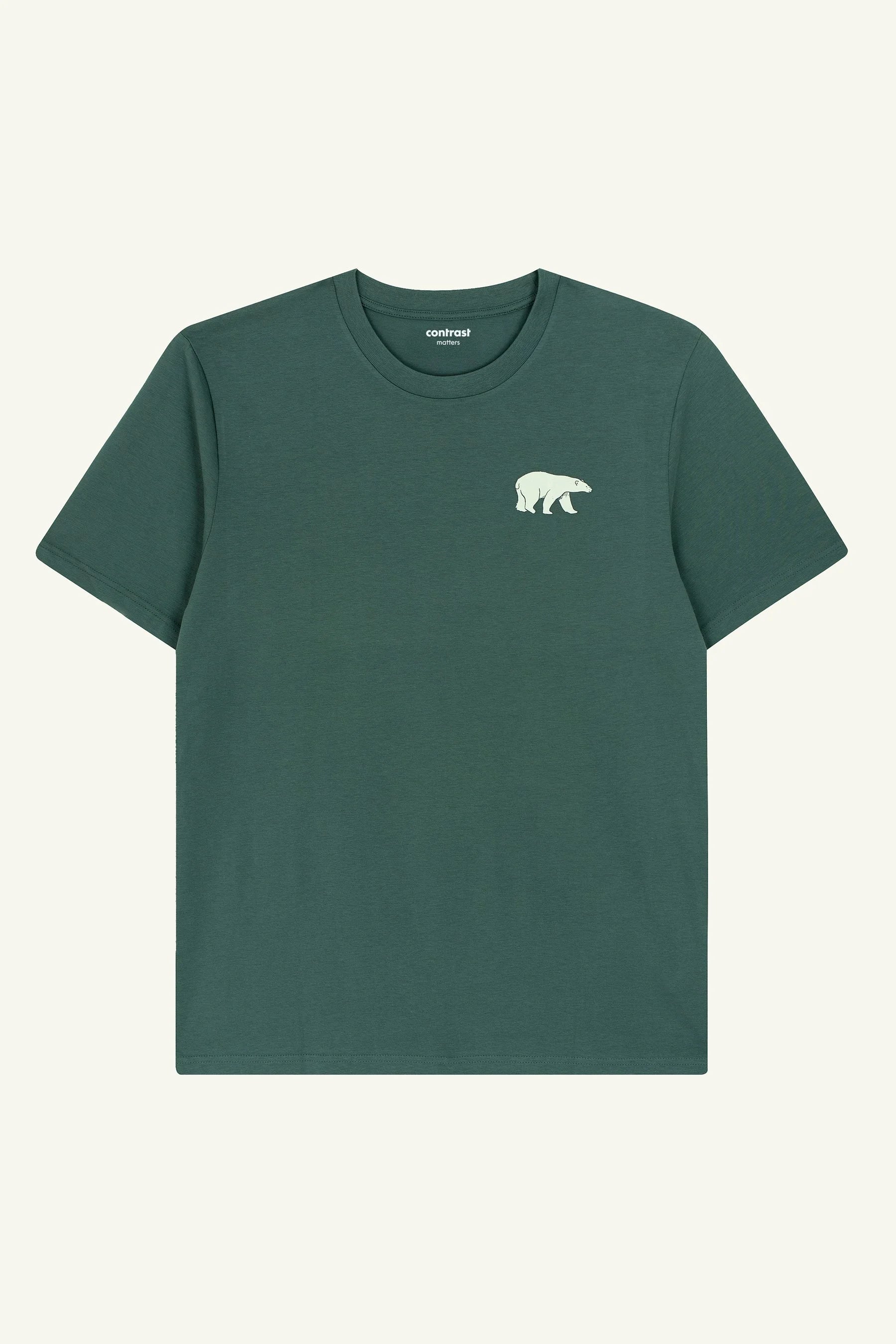Contrast Polar Bear graphic t-shirt in Green Bay, organic cotton designer graphic tee with laid-back bear print.