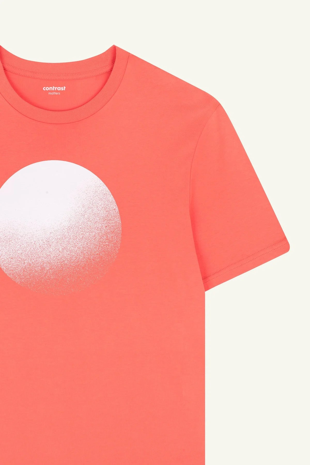 Contrast designer graphic tees collection featuring Moon organic cotton t-shirt in bright orange shade.