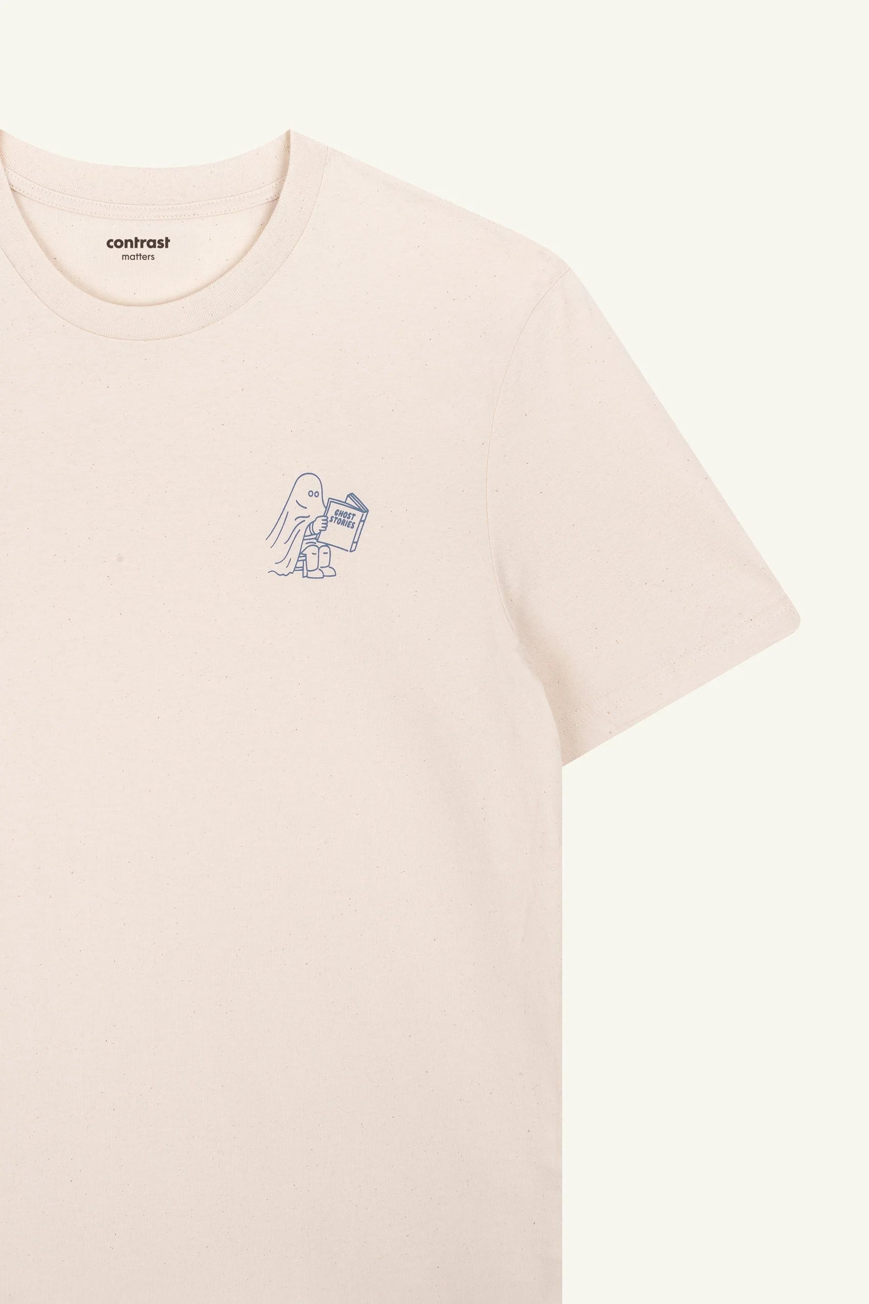 Contrast designer graphic tees collection featuring Ghost Stories organic tee shirts in raw cotton.