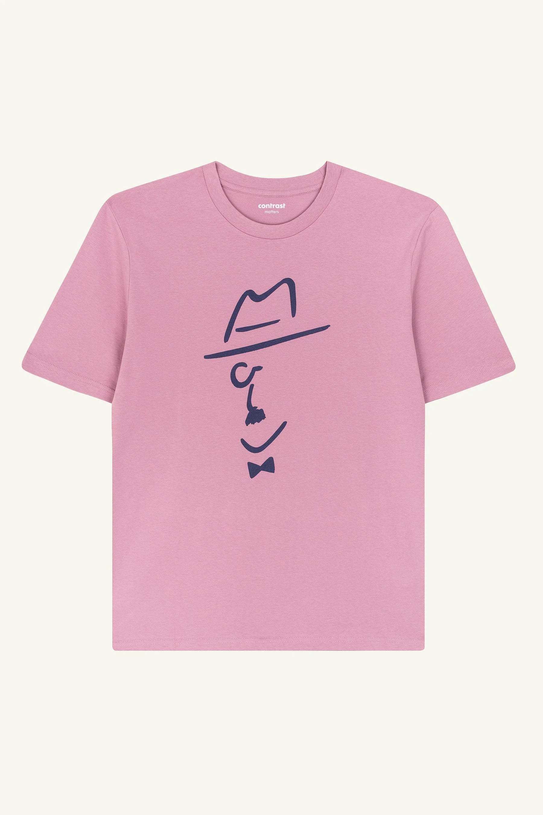 Contrast Pessoa Sketch graphic t-shirt in lilac dream, organic cotton tee with literary inspired design