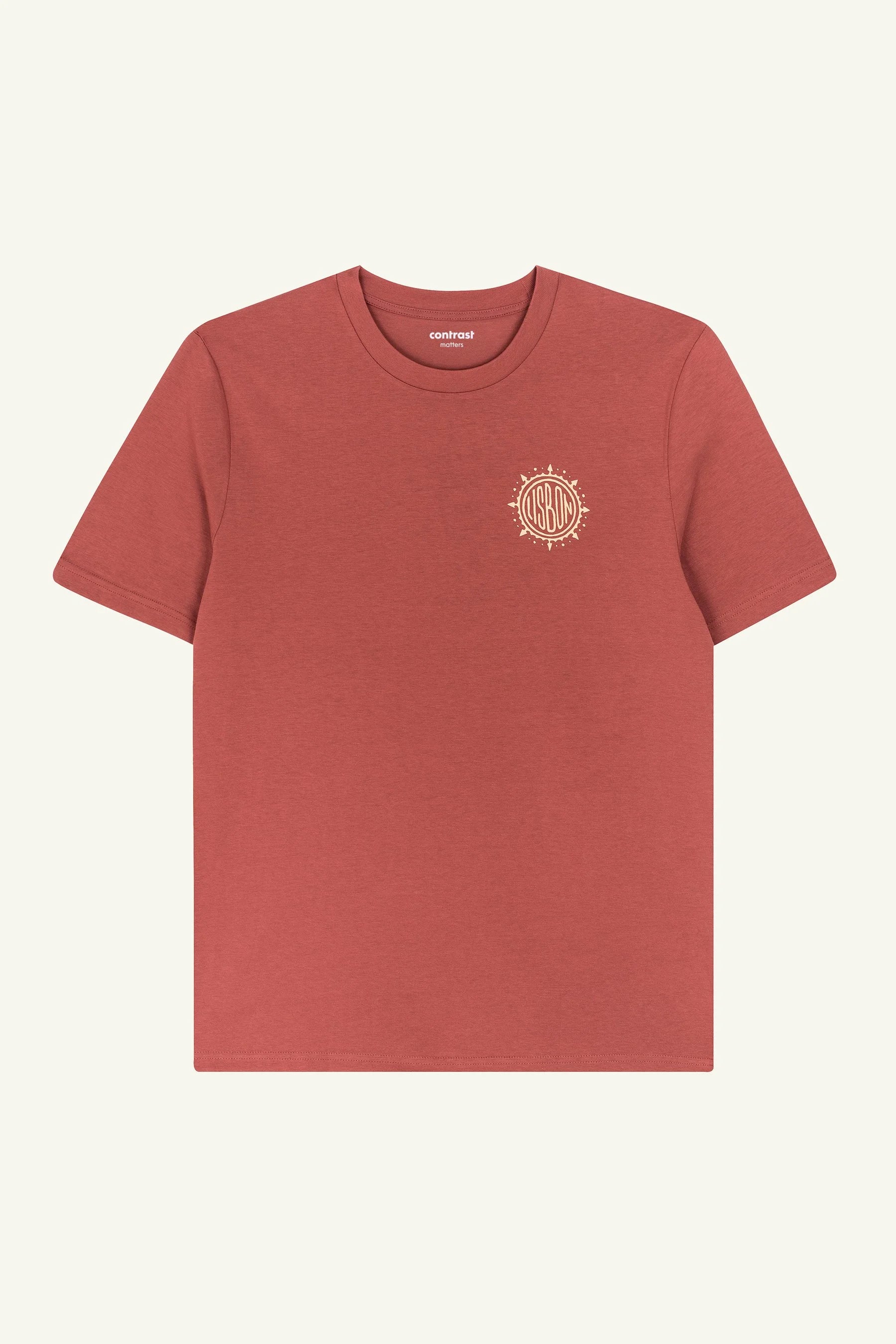 Contrast Wind Rose Heritage Brown graphic t-shirt, organic cotton designer graphic tee inspired by Lisbon.