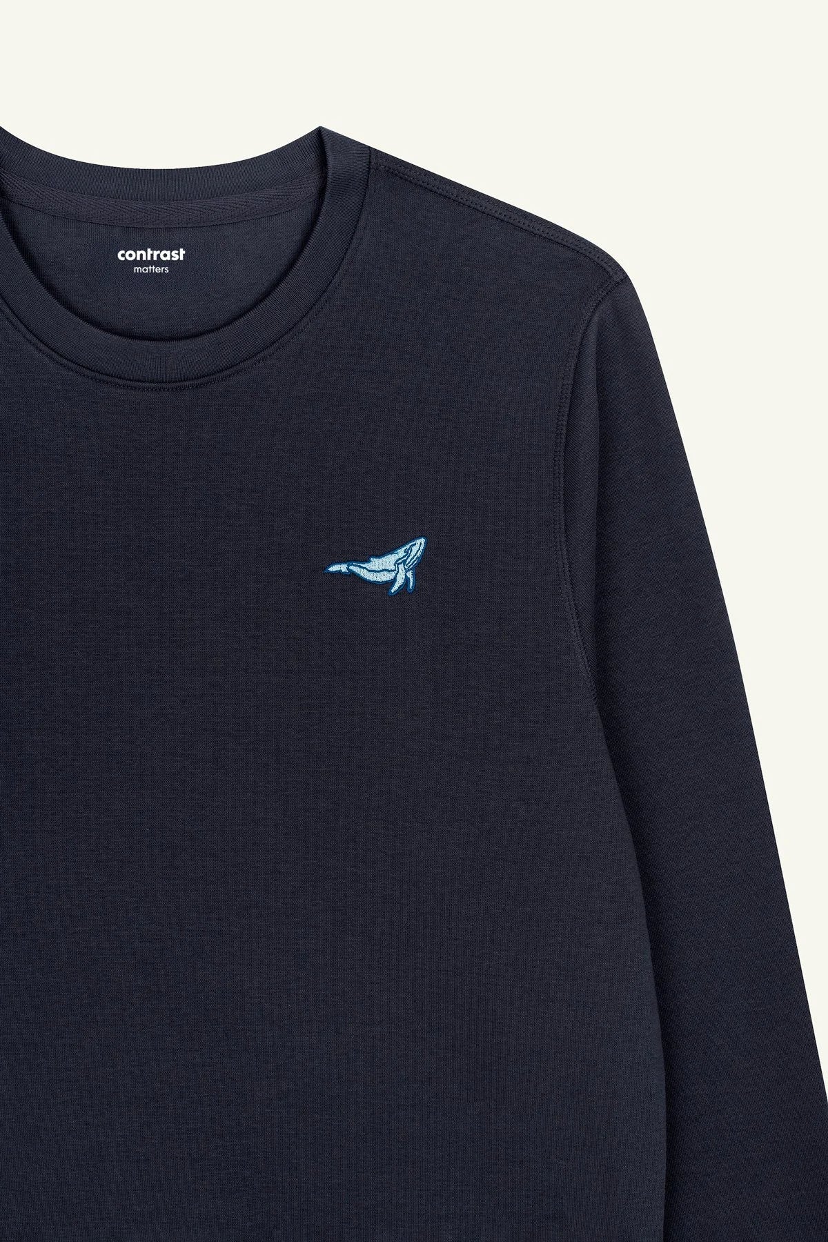 Sustainable Indian Grey sweatshirt in organic cotton, Contrast Jumping Whale ocean-inspired design