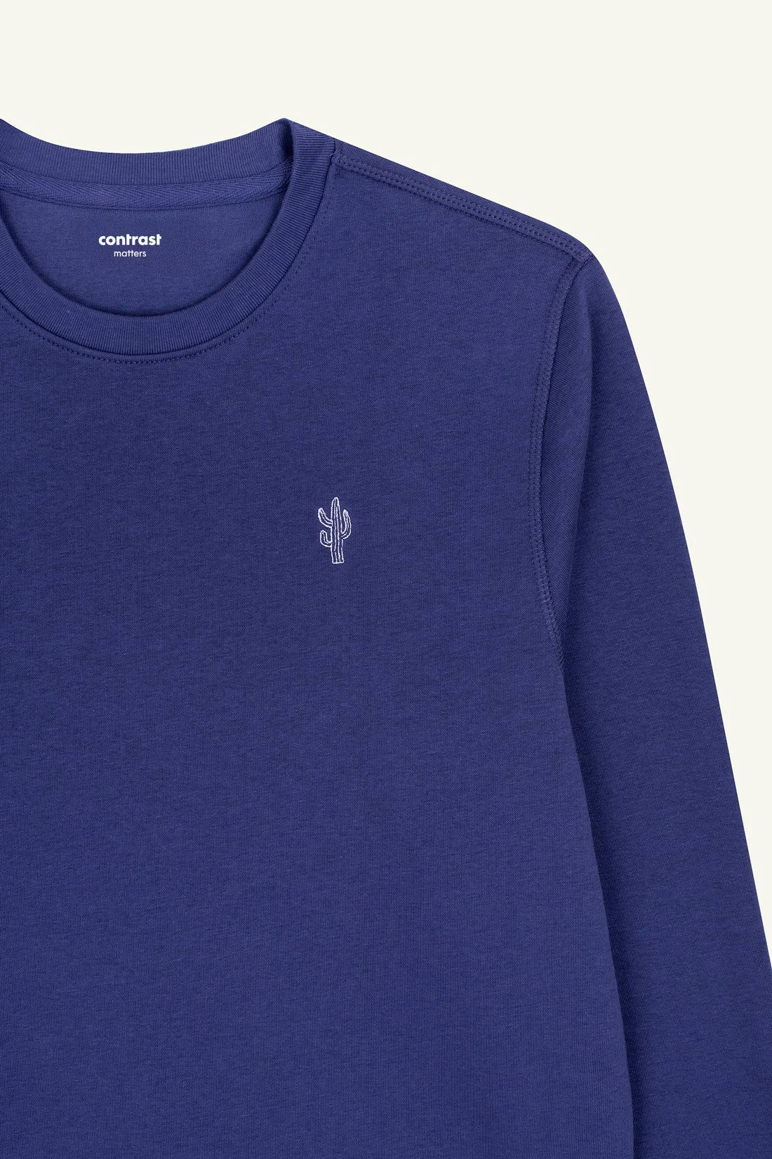 Contrast Purple Dusk sweatshirt, Cactus embroidered graphic in organic cotton