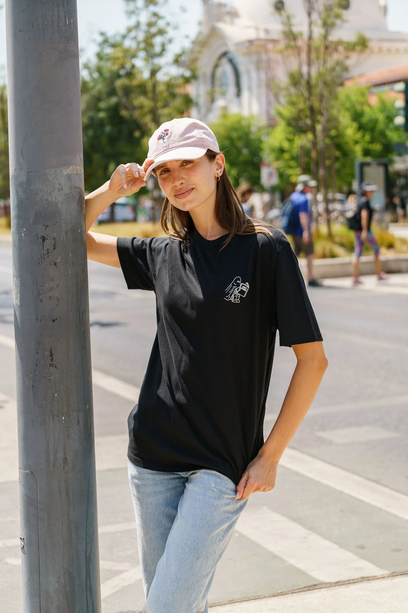 Organic t-shirt by Contrast, Ghost Stories t-shirt graphic design featuring a reading ghost, playful and unique.