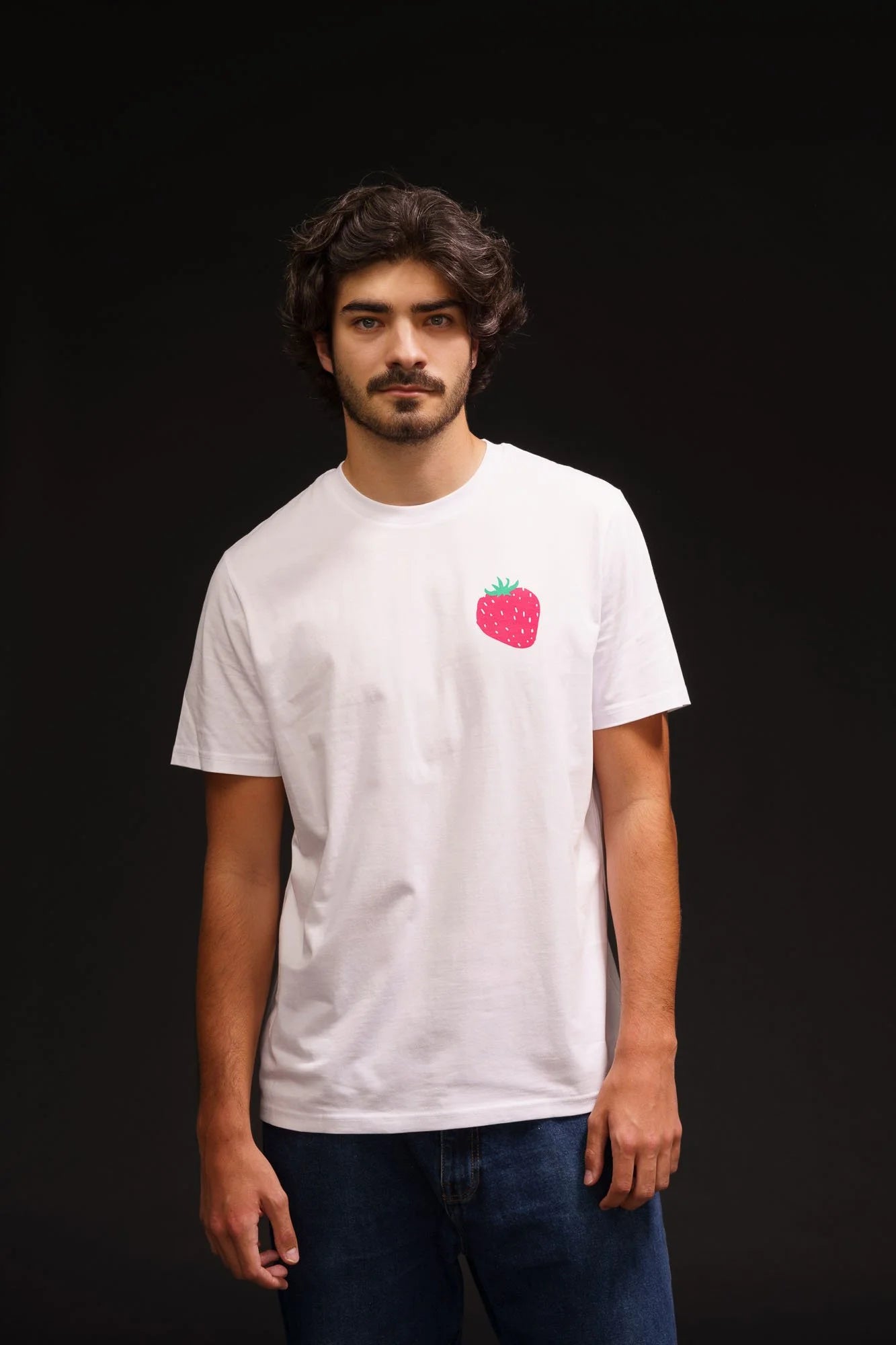 Strawberry graphic tee by Contrast, organic cotton t-shirt with fun and casual fruit illustration