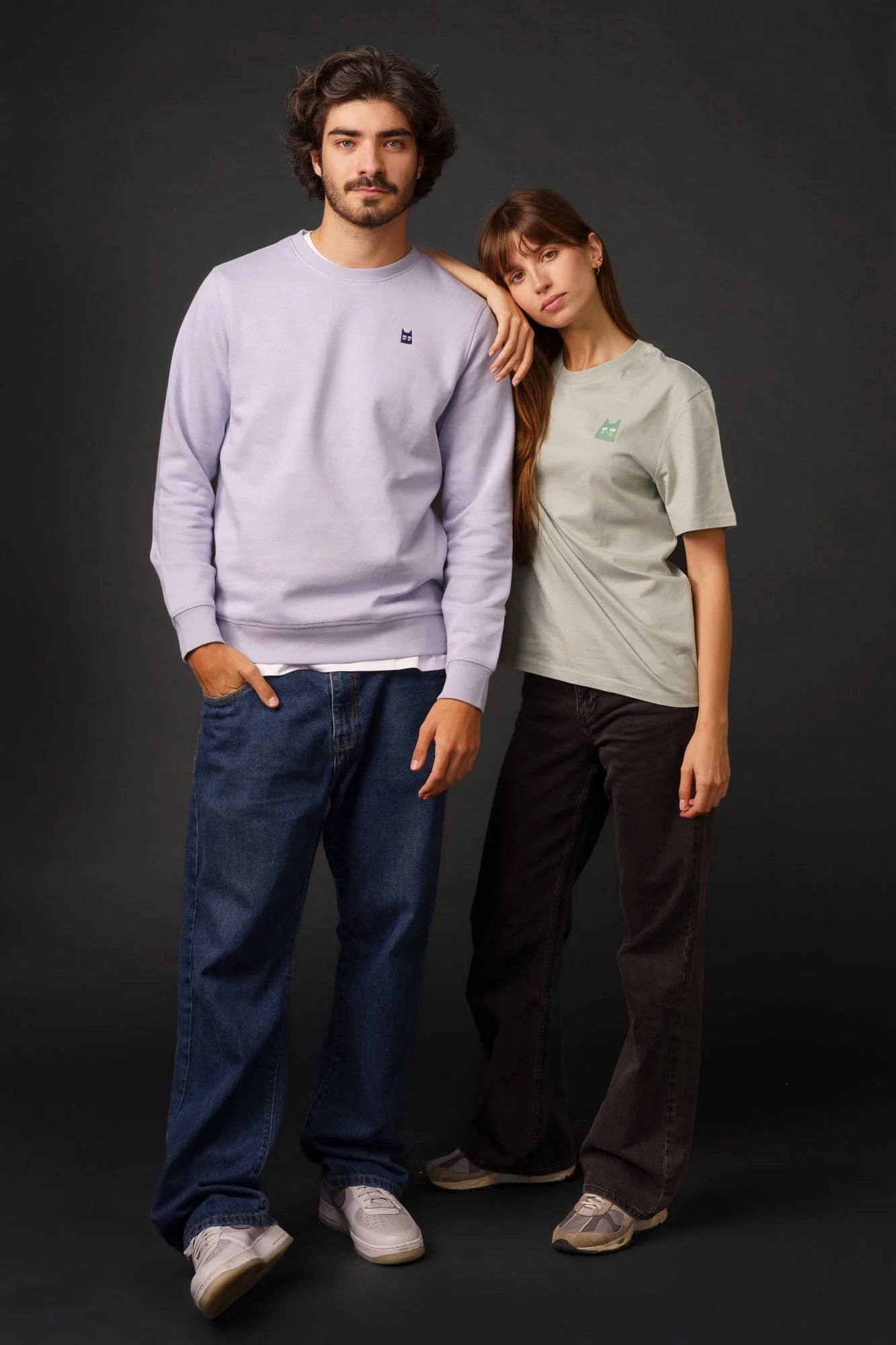 Organic cotton Pixel Cat sweatshirt by Contrast, Serene Blue edition with playful graphic detail