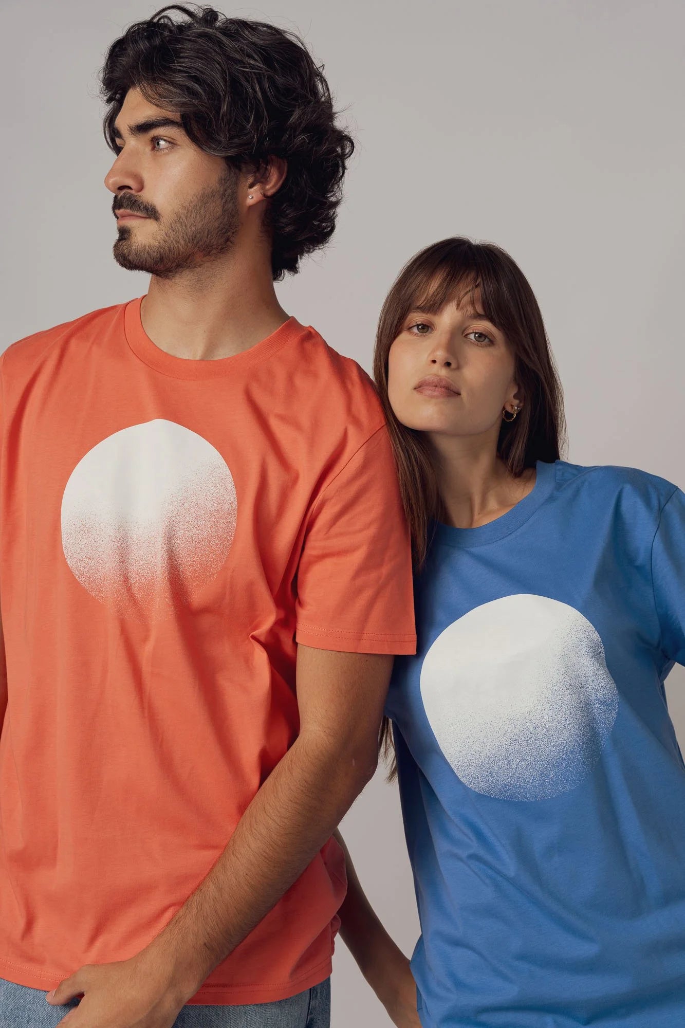 Designer graphic tee Moon Fiesta Orange by Contrast, cosmic-inspired graphic t-shirt in organic fabric.