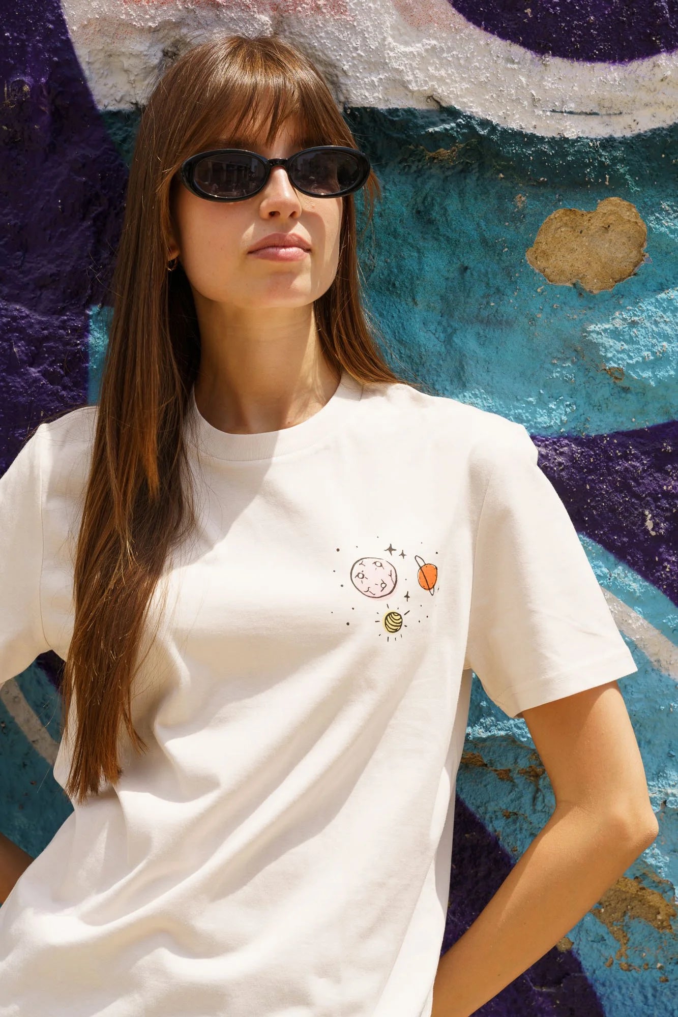 Organic tee shirts by Contrast, Outer Space t-shirt graphic design for dreamers and stargazers.