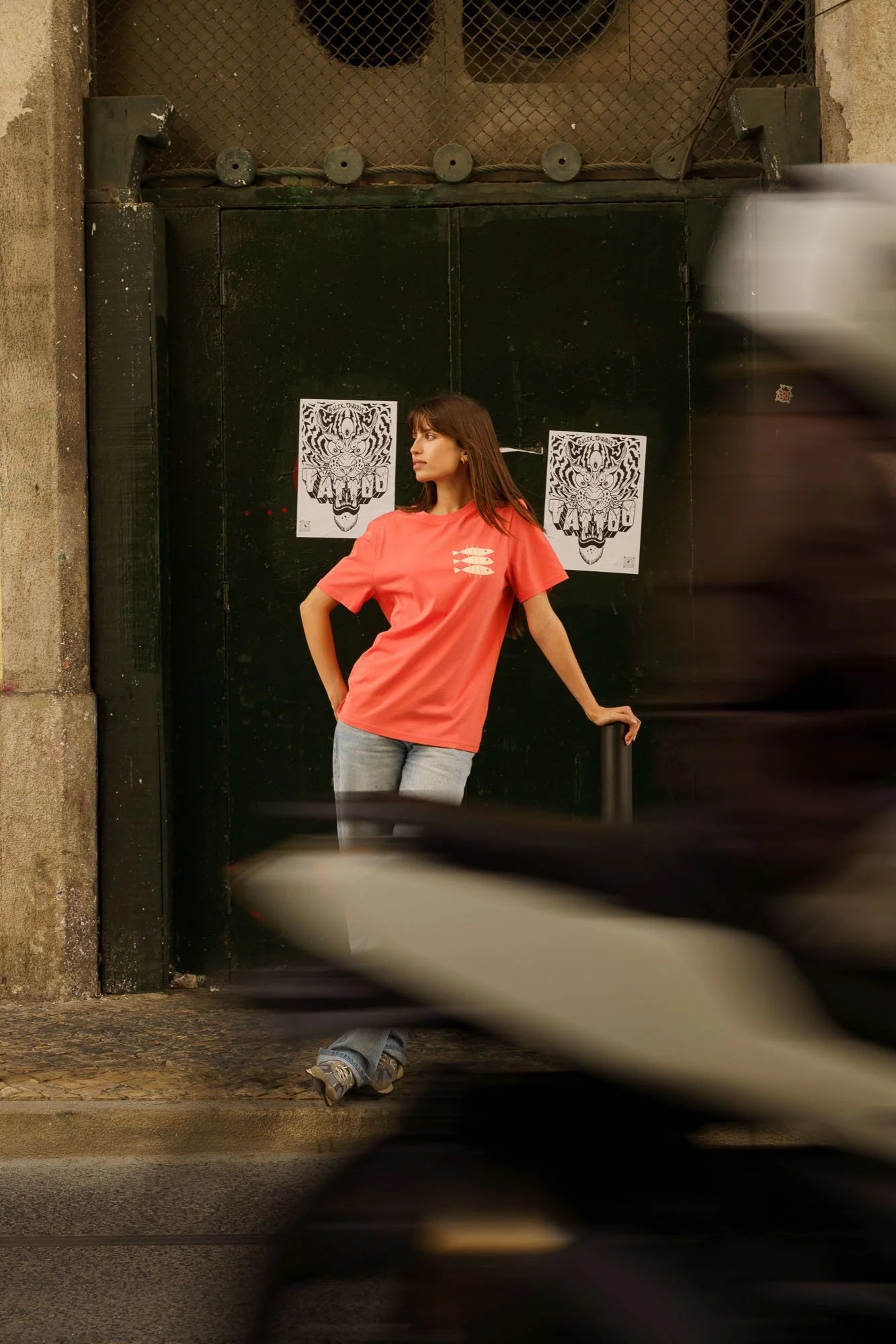 Organic t-shirt by Contrast, Sardines t-shirt graphic design with playful heritage fish print.