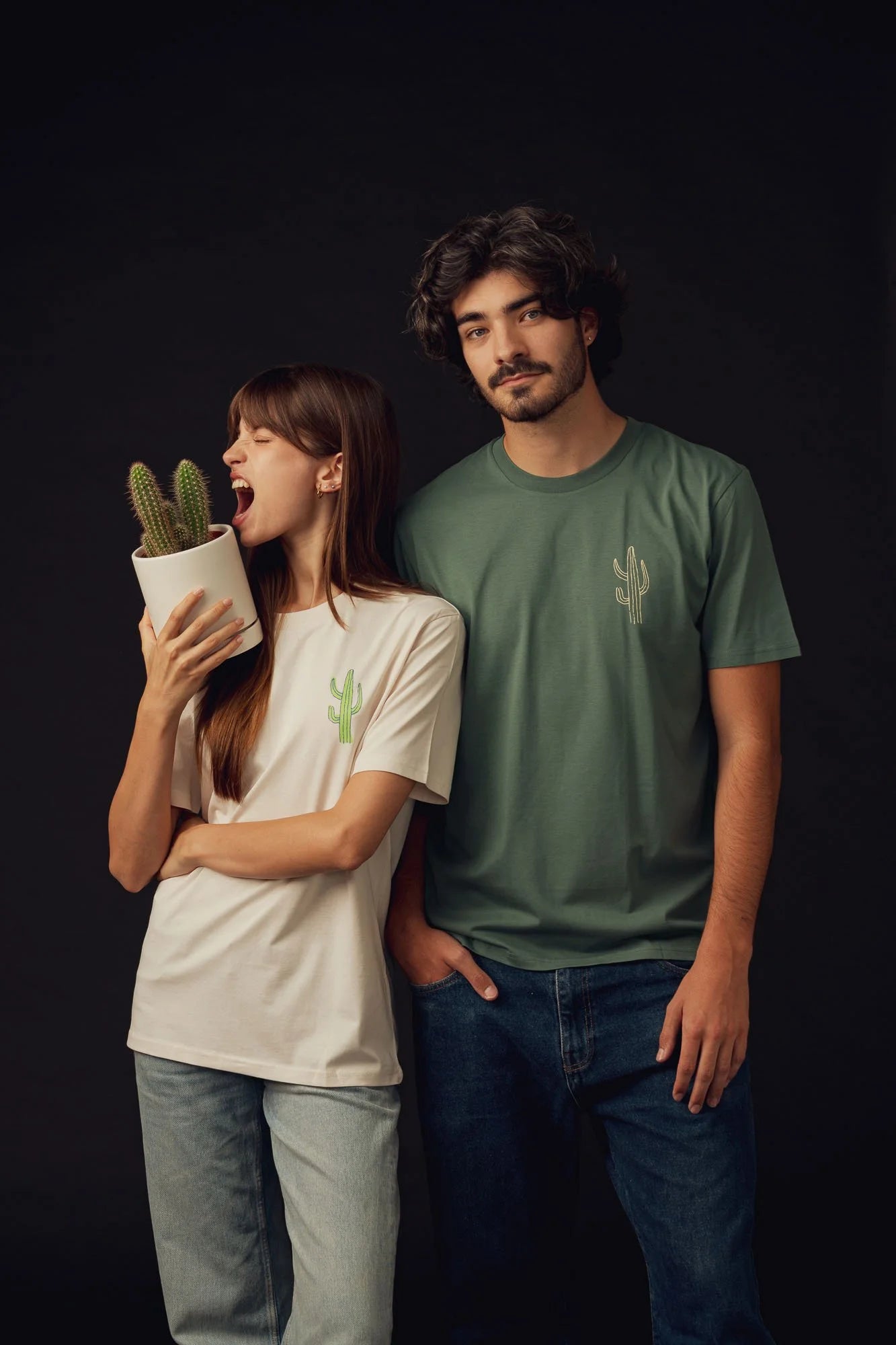 Contrast graphic tees designer edition Cactus, organic cotton t-shirt for plant lovers and urban style.