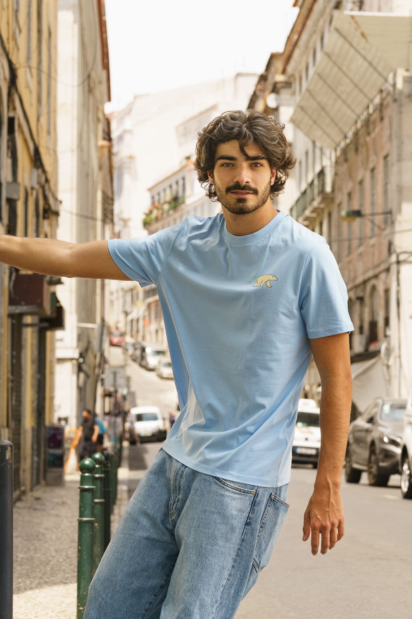 Organic t-shirt by Contrast, Polar Bear t-shirt graphic design with chilled-out illustration.