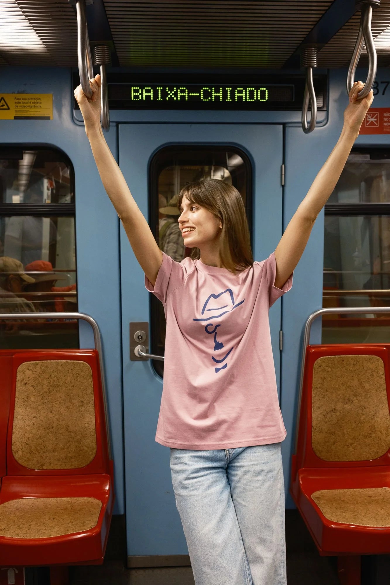 Contrast Pessoa Sketch graphic t-shirt in lilac dream, organic cotton t-shirt with literary line art