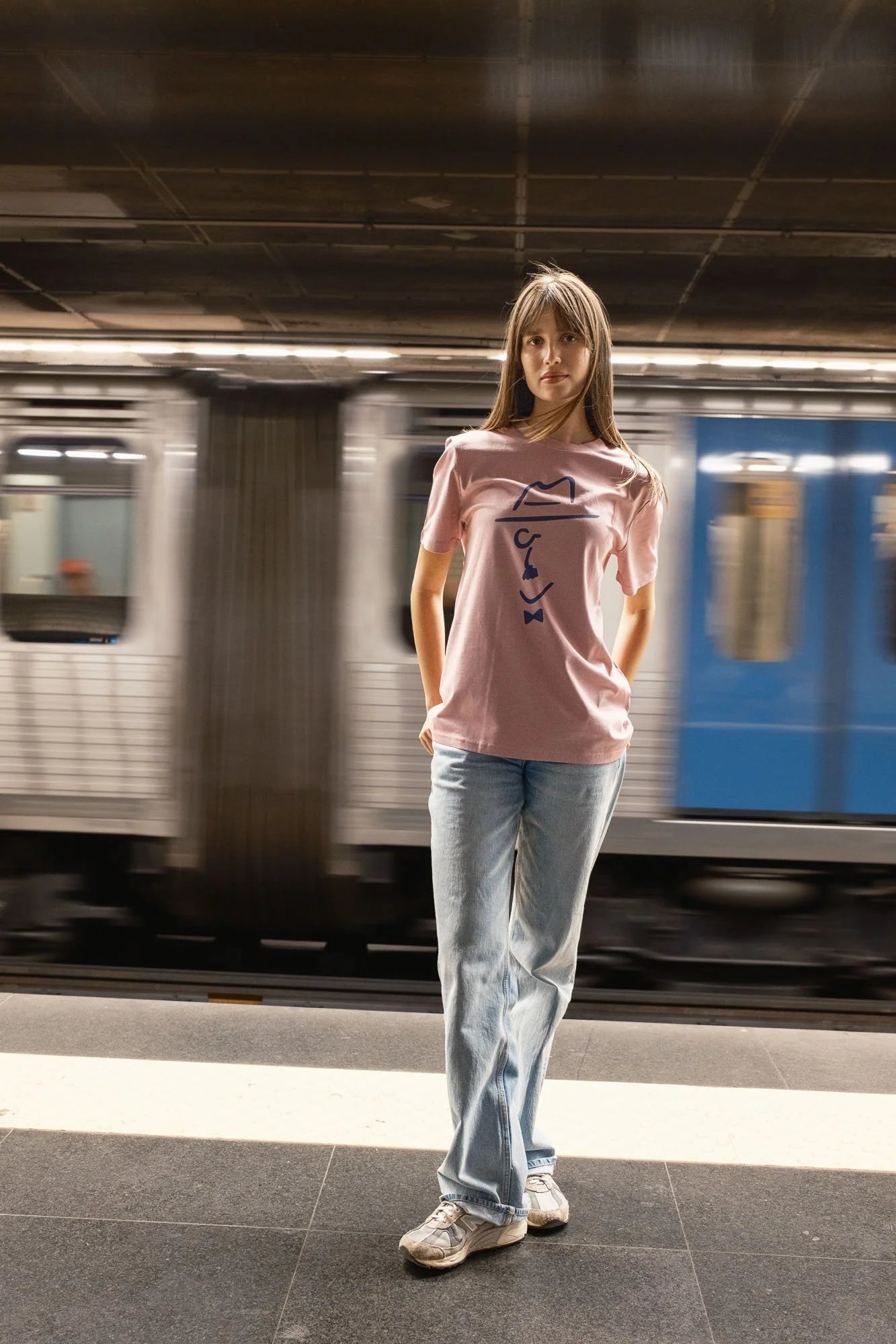 Unisex designer graphic tees by Contrast, Pessoa Sketch organic cotton tee in dreamy lilac tone